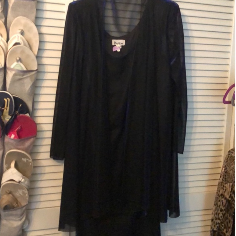 Shimmery blue cocktail outfit dress / jacket sz 14